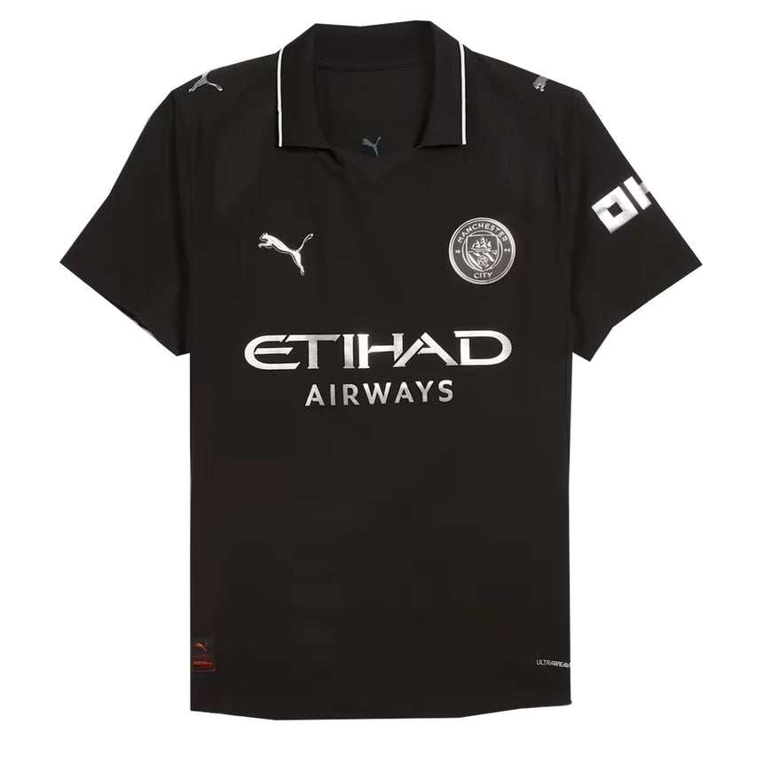 PUMA Men's Manchester City 2025/26 Authentic Away Jersey Black/White Front