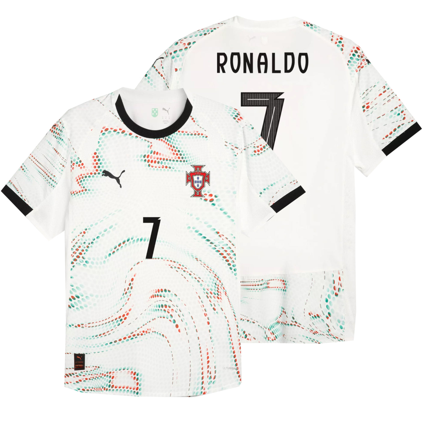 PUMA Men's Portugal 2025/26 Authentic Away Jersey w/ Ronaldo #7 Printing Both