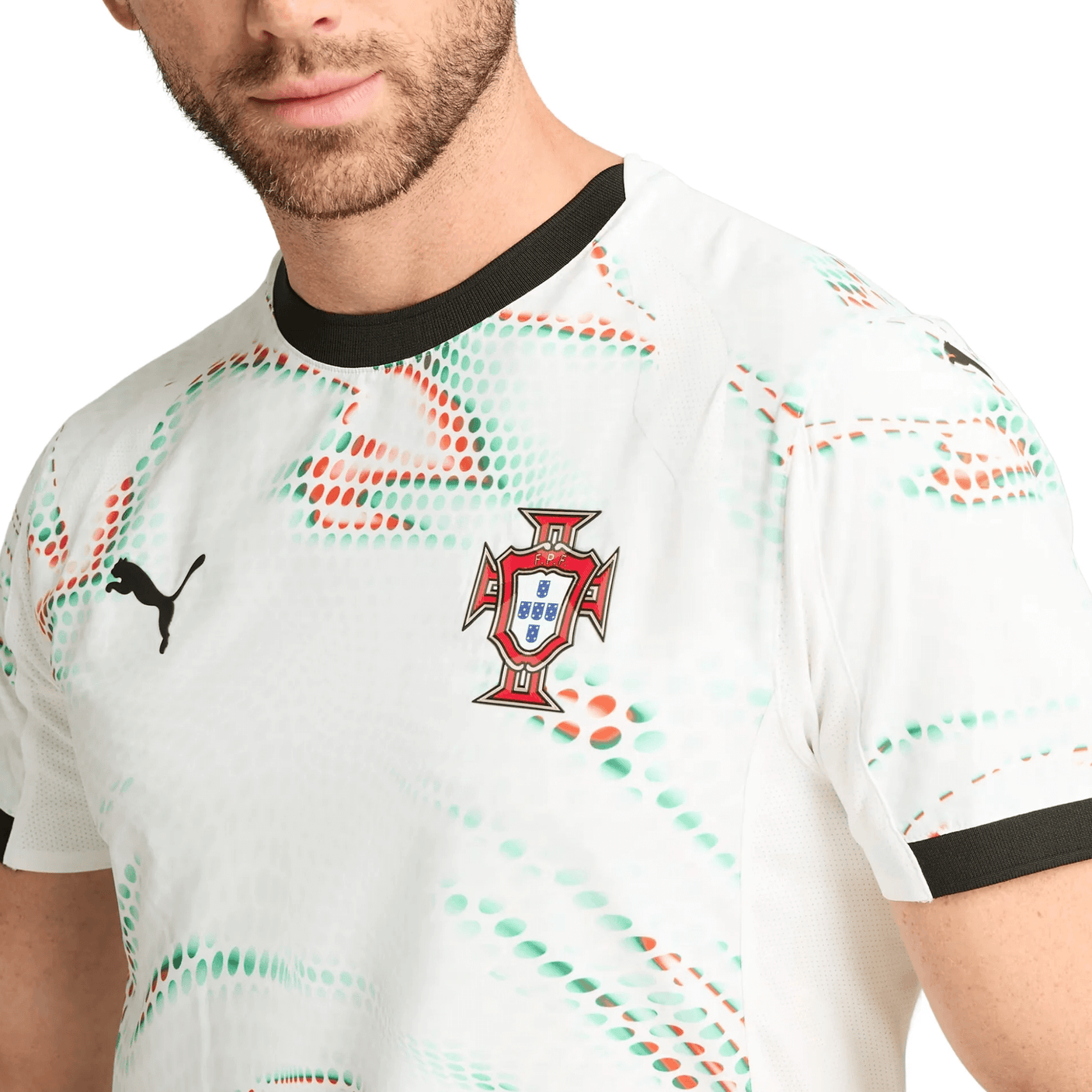 PUMA Men's Portugal 2025/26 Authentic Away Jersey White/Green/Red crest