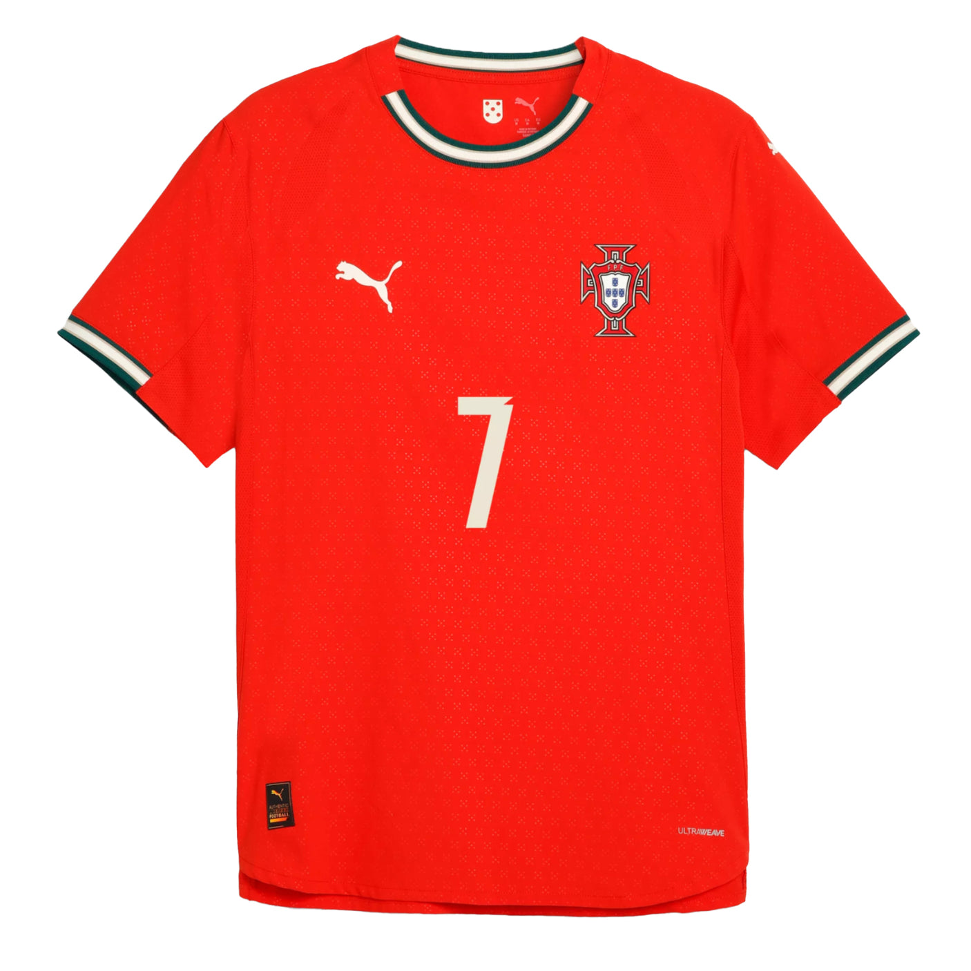 PUMA Men's Portugal 2025/26 Authentic Home Jersey w/ Ronaldo #7 Printing Front