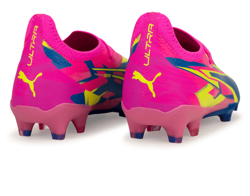 PUMA Men's Ultimate Energy FG/AG Pink/Blue/Yellow Rear