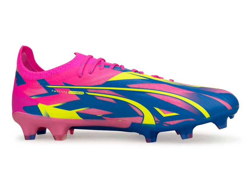 PUMA Men's Ultimate Energy FG/AG Pink/Blue/Yellow Side