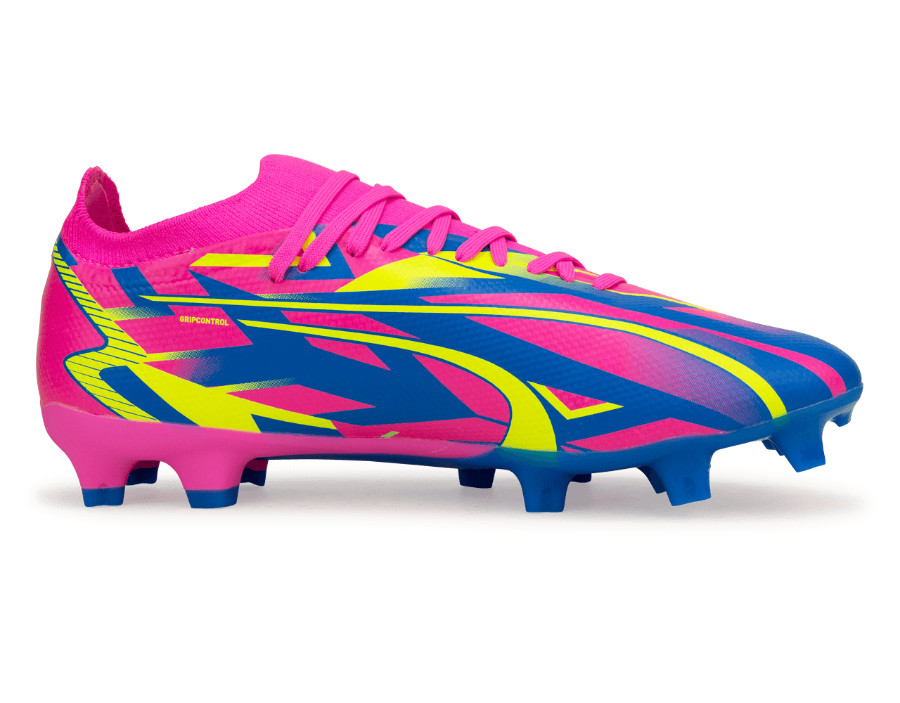 PUMA Men's Ultra Match Energy FG/AG Pink/Blue/Yellow Side