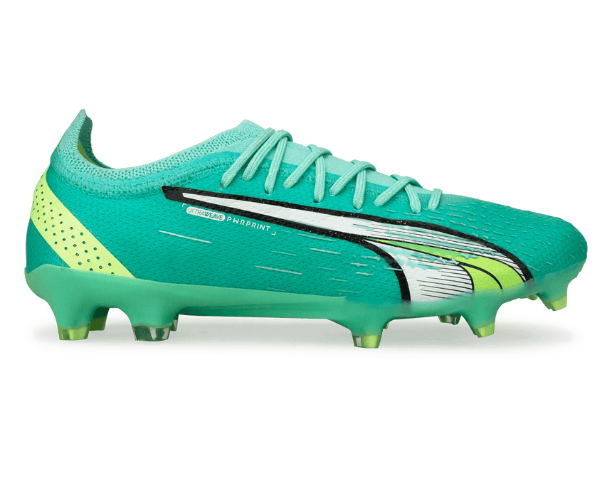 PUMA Men's Ultra Ultimate FG Peppermint/White/Yellow Soccer Cleats