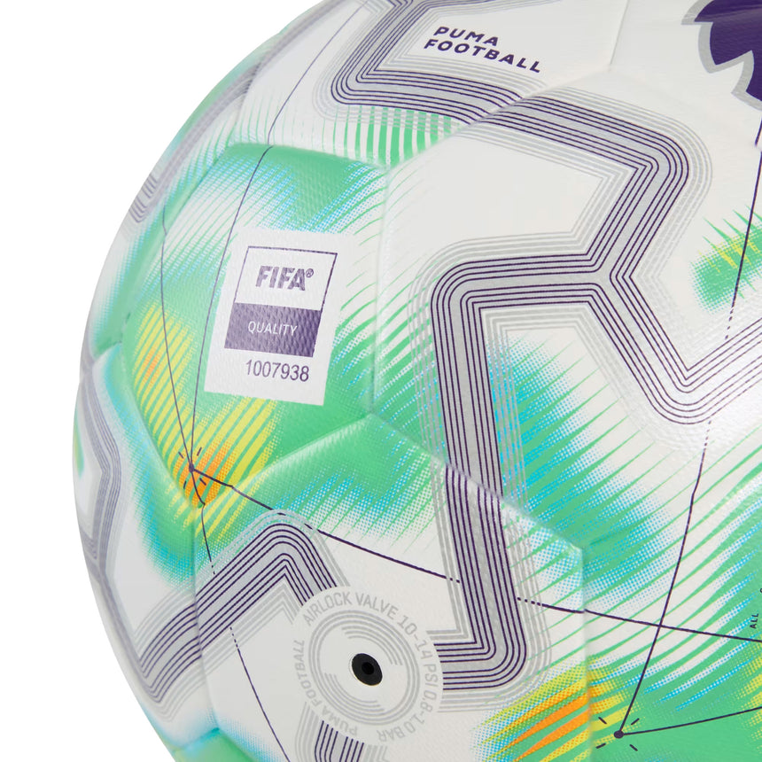 PUMA Orbita Match Premier League Thrill Ball White/Aqua/Blue Crest