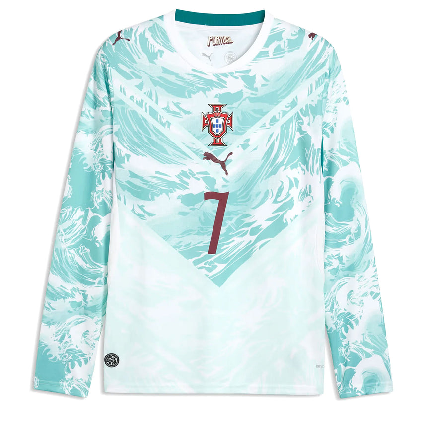 PUMA Portugal Men's Away Stadium Long Sleeve 2026 Jersey w/ Ronaldo #7 Green Front