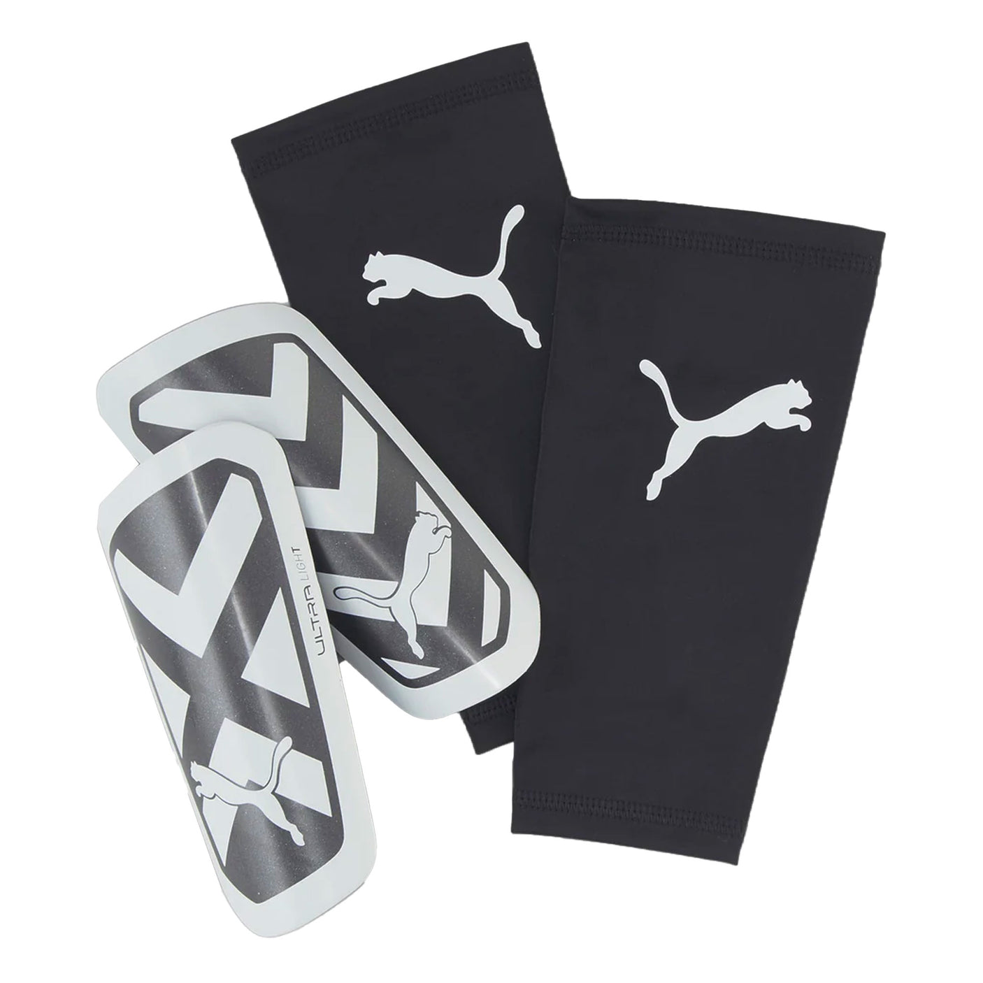 PUMA Ultra Light Sleeve Shin Guards White/Black Both