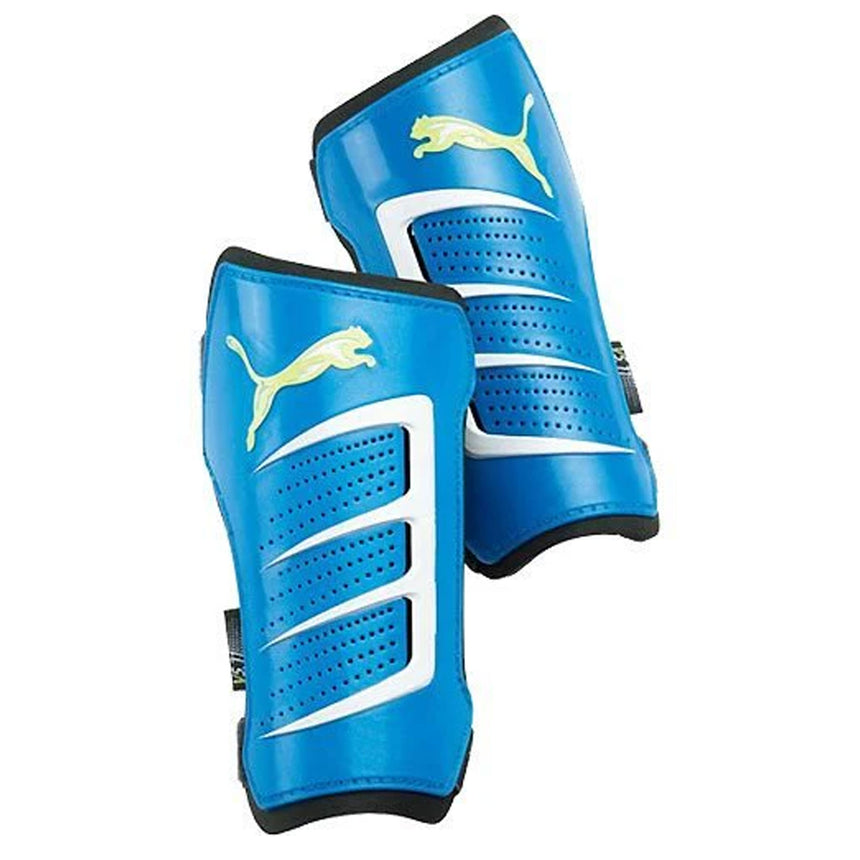 PUMA v5.11 Adult NOCSAE Shin Guards Blue/White Front