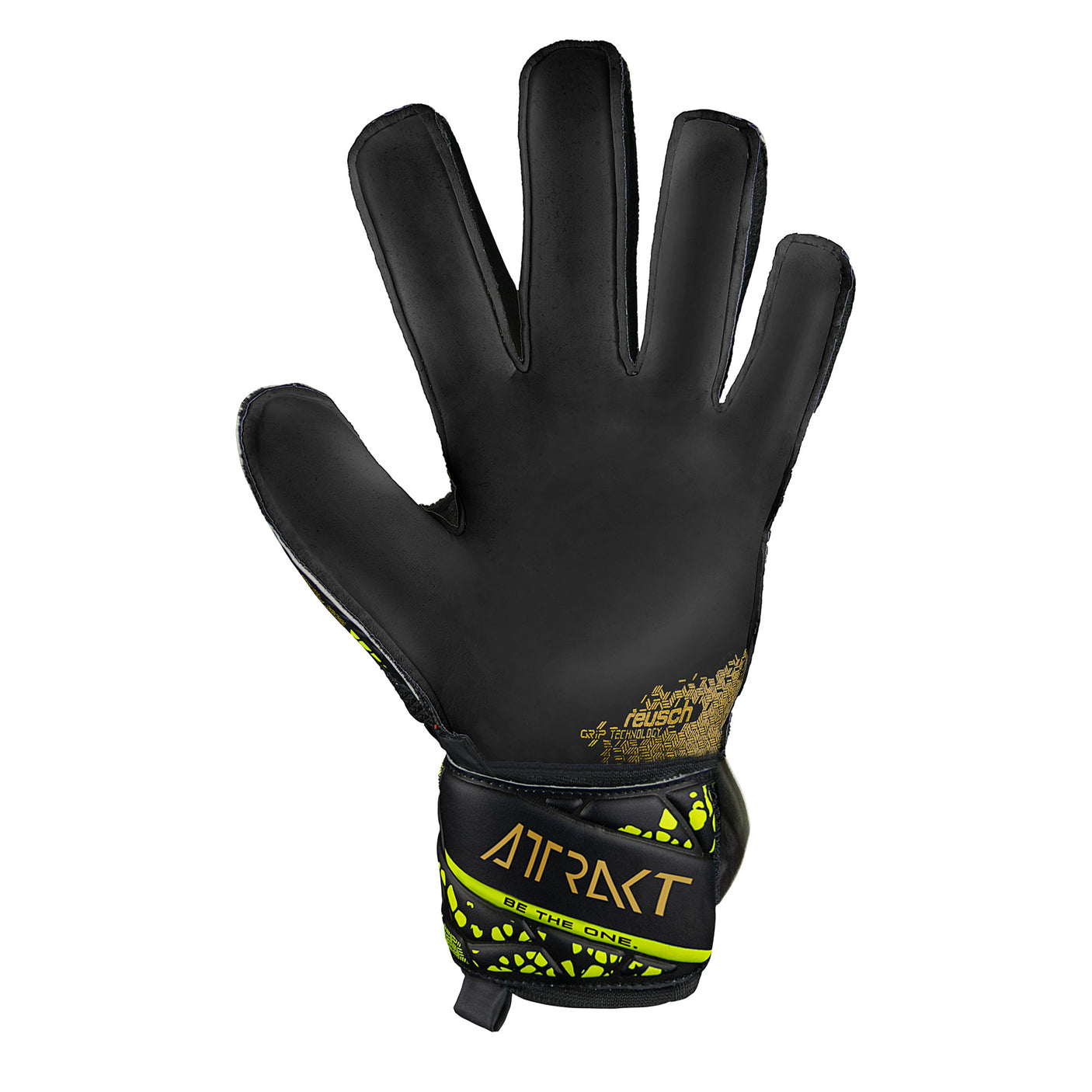 Reusch Men's Attrakt Infinity Fingersave Goalkeeper Gloves Black/Gold/Yellow Back