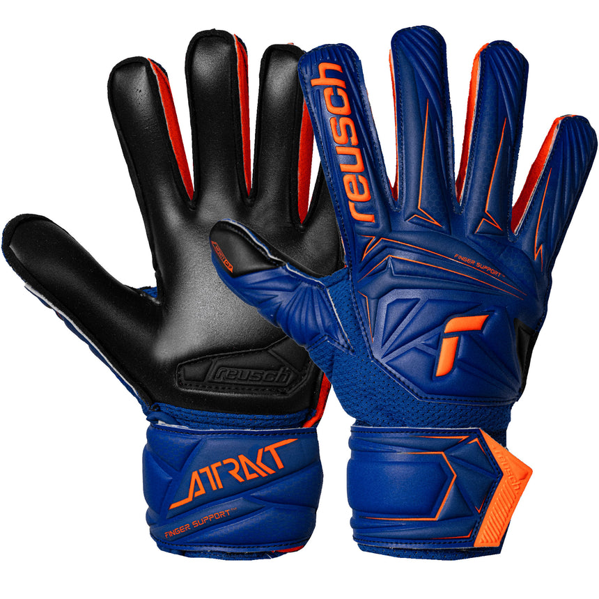 Reusch Kids Attrakt Fingersave Goalkeeper Gloves Blue/Orange Both