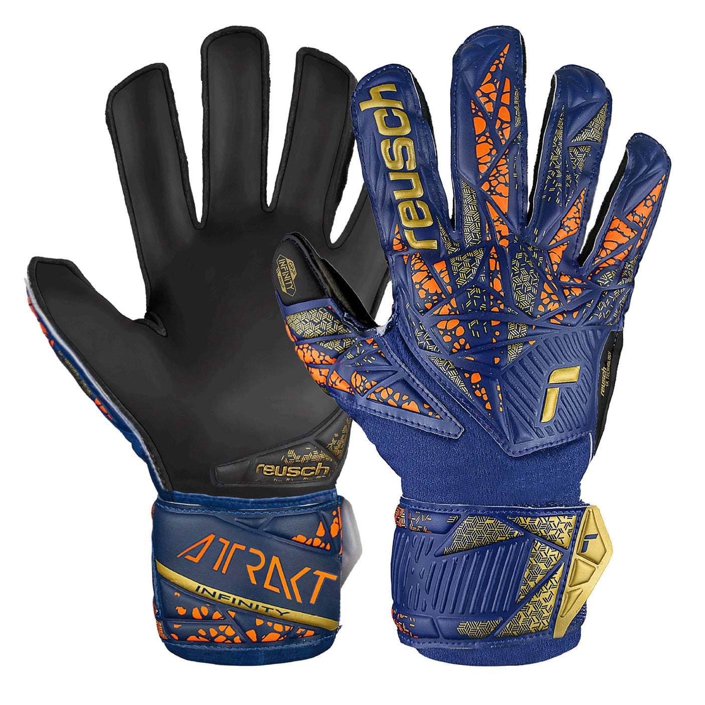 Reusch Kids Attrakt Infinity Fingersave Goalkeeper Gloves Gold/Black Both