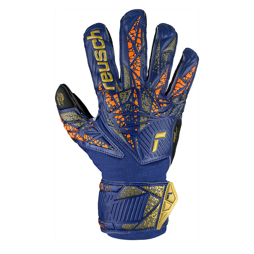 Reusch Kids Attrakt Infinity Fingersave Goalkeeper Gloves Gold/Black Front