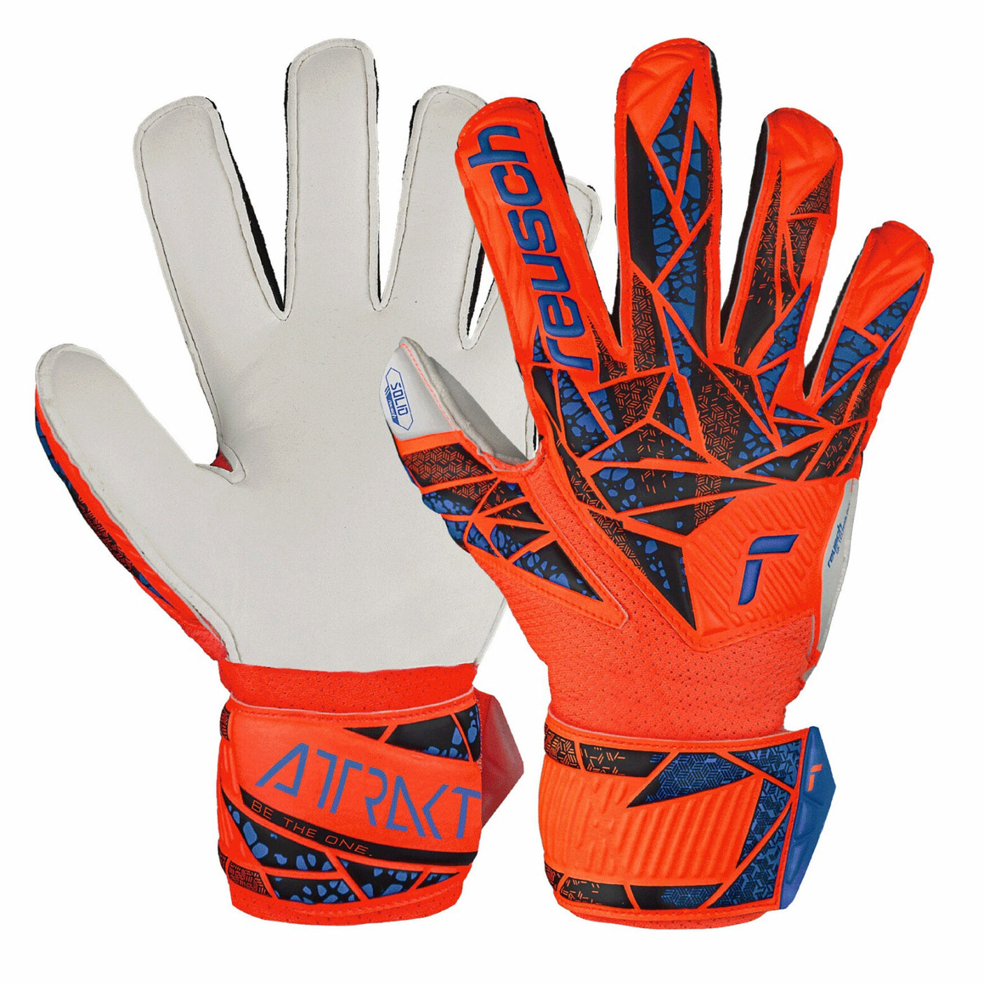 Reusch Kids Attrakt Solid Fingersave Goalkeeper Gloves Orange/Blue Both