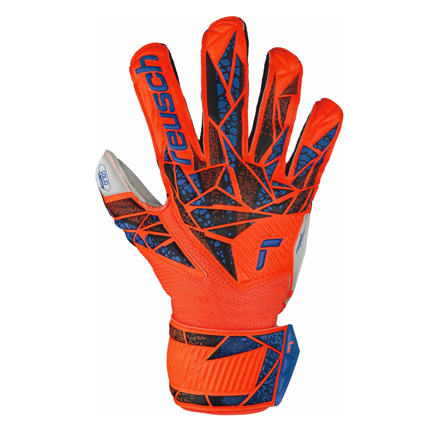 Reusch Kids Attrakt Solid Fingersave Goalkeeper Gloves Orange/Blue Front