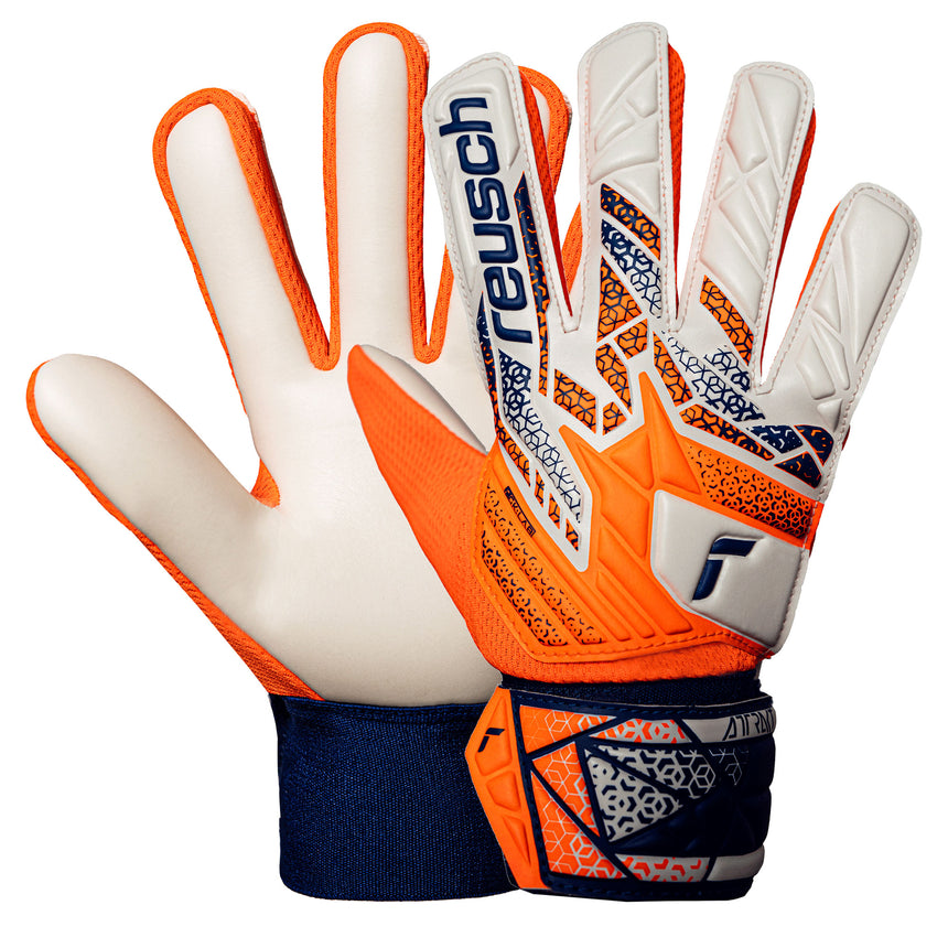 Reusch Kids Attrakt Starter Solid Goalkeeper Gloves Shocking Orange/Energize Blue Both