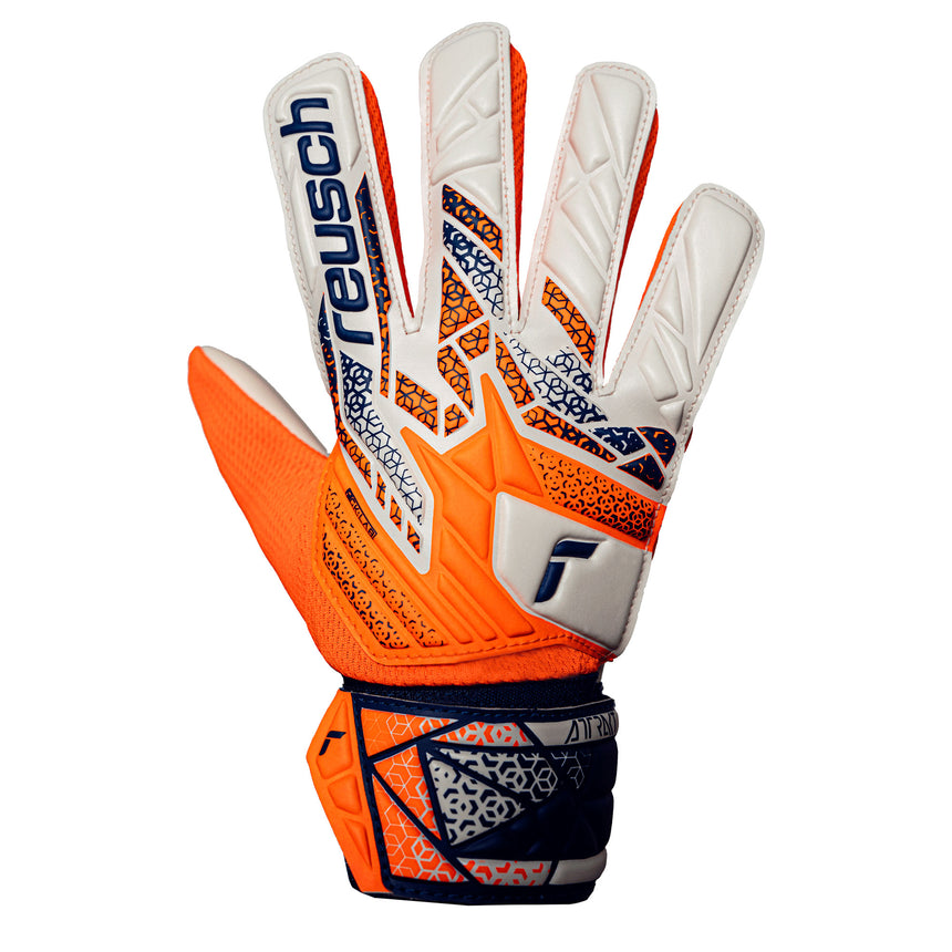 Reusch Kids Attrakt Starter Solid Goalkeeper Gloves Shocking Orange/Energize Blue Front