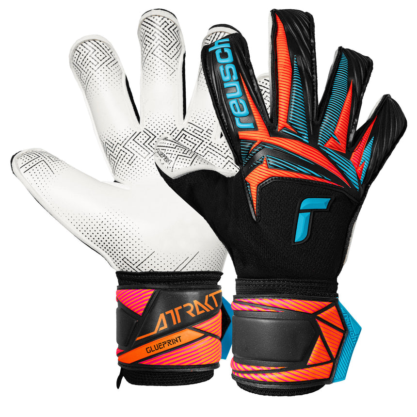 Reusch Men's Attrakt Advance Evolution Glue Print Goalkeeper Gloves Black/Orange Both