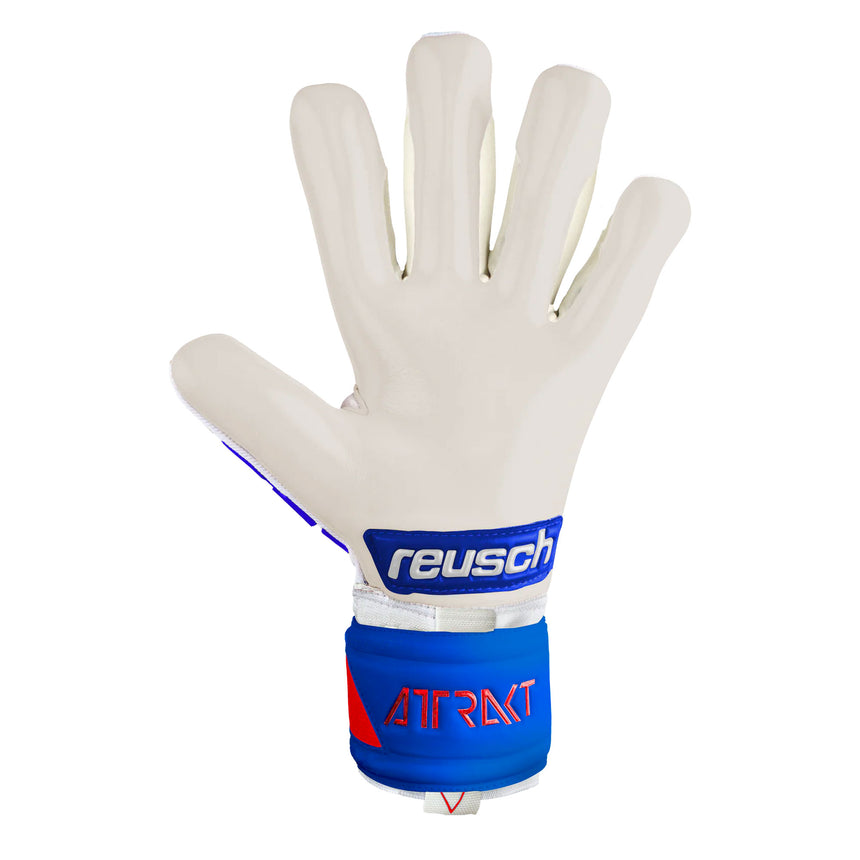 Reusch Men's Attrakt Freegel Gold Sleek Fingersave Goalkeeper Gloves White/Blue Back
