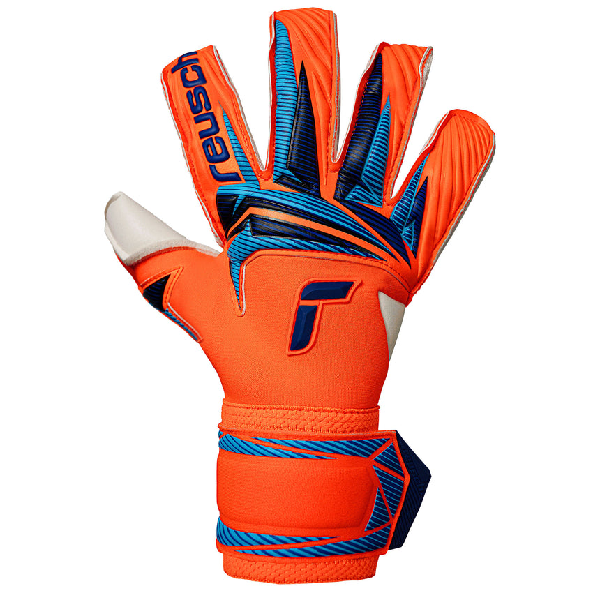 Reusch Men's Attrakt Gold X Evolution Goalkeeper Gloves Orange/Blue Front