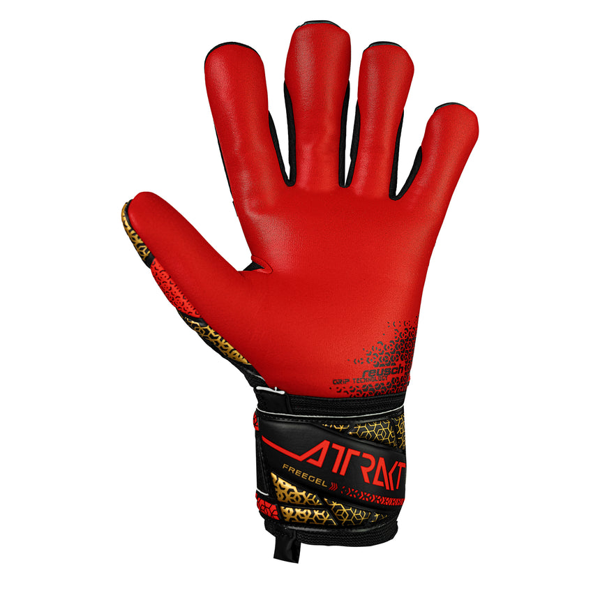 Reusch Men's Attrakt Silver Goalkeeper Gloves Black/Gold/Red Back