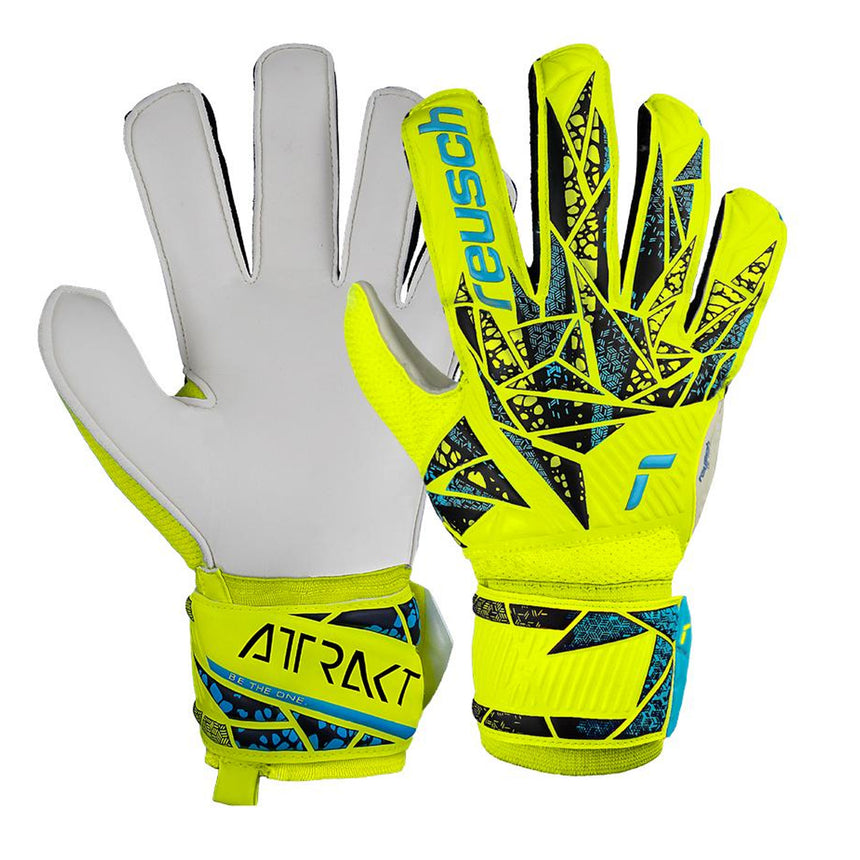 Reusch Men's Attrakt Solid Goalkeeper Gloves Safety Yellow/Future Blue Both