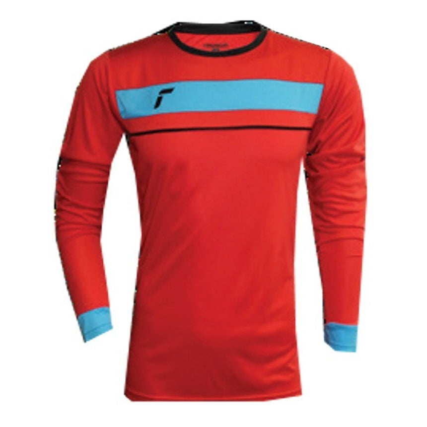 Reusch Youth Long Sleeve Padded Goalkeeper Jersey Red/Aqua Blue Front