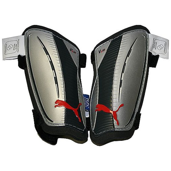 PUMA v5.08 NOCSAE Shin Guards Silver/Black/Red