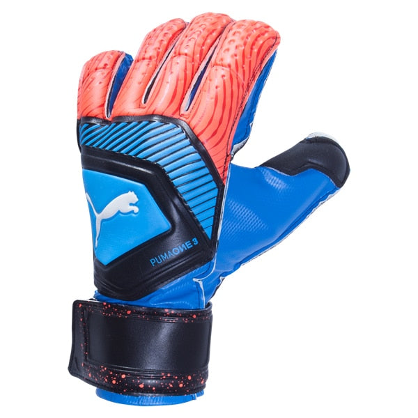 PUMA Men's ONE Protect 3 Fingersave Goalkeeper Gloves Blue/Red