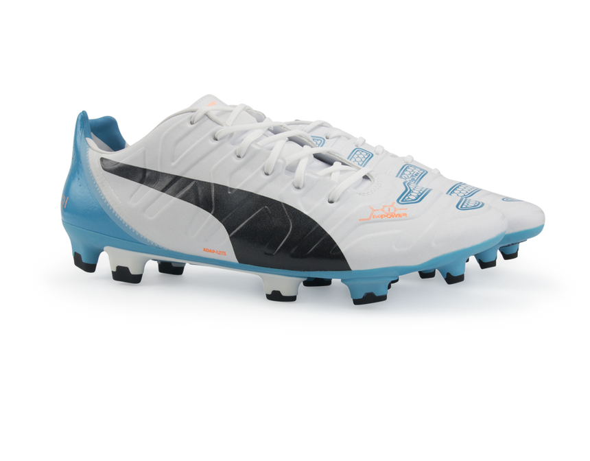 PUMA Men's evoPOWER 1.2 FG White/Black/Hawaiian Ocean