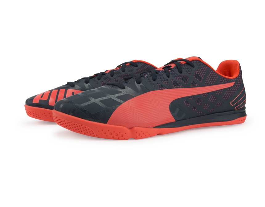 PUMA Men's evoSPEED Sala 3.4 Indoor Soccer Shoes Total Eclipse/Lava Blast/White