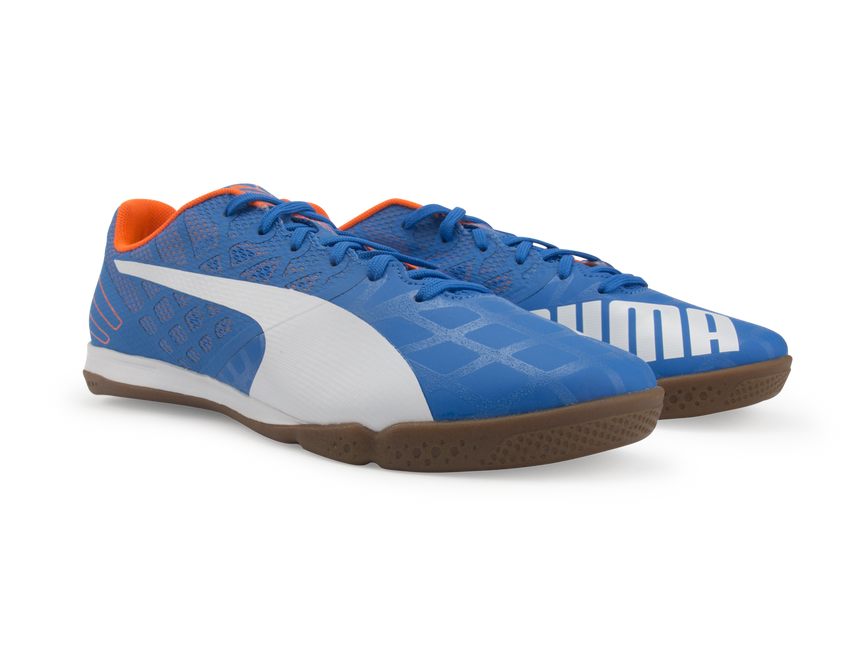 PUMA Men's evoSPEED Sala 3.4 Indoor Soccer Shoes Electric Blue/White/Orange
