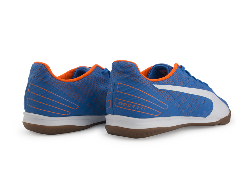 PUMA Men's evoSPEED Sala 3.4 Indoor Soccer Shoes Electric Blue/White/Orange