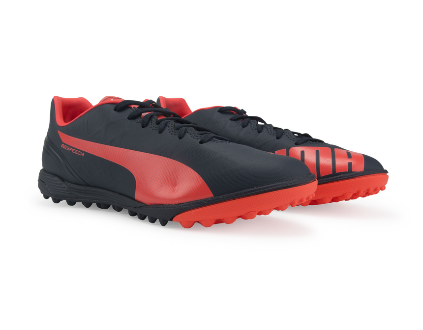 PUMA Men's evoSPEED 4.4 Turf Soccer Shoes Total Eclipse/Lava Blast/White
