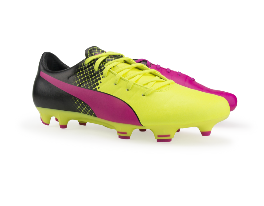 PUMA Men's evoPOWER 3.3 Tricks FG Pink Glo/Safety Yellow/Black
