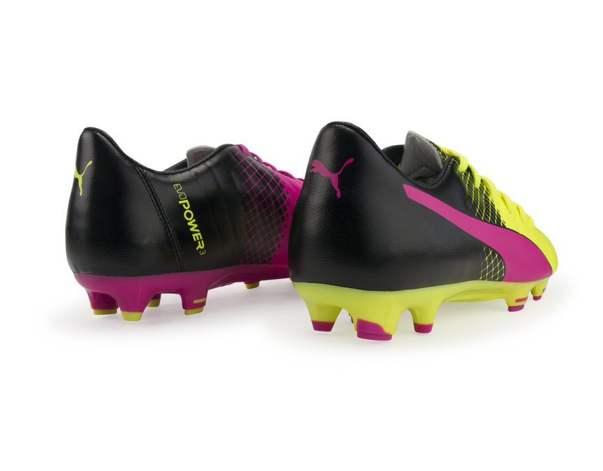 PUMA Men's evoPOWER 3.3 Tricks FG Pink Glo/Safety Yellow/Black
