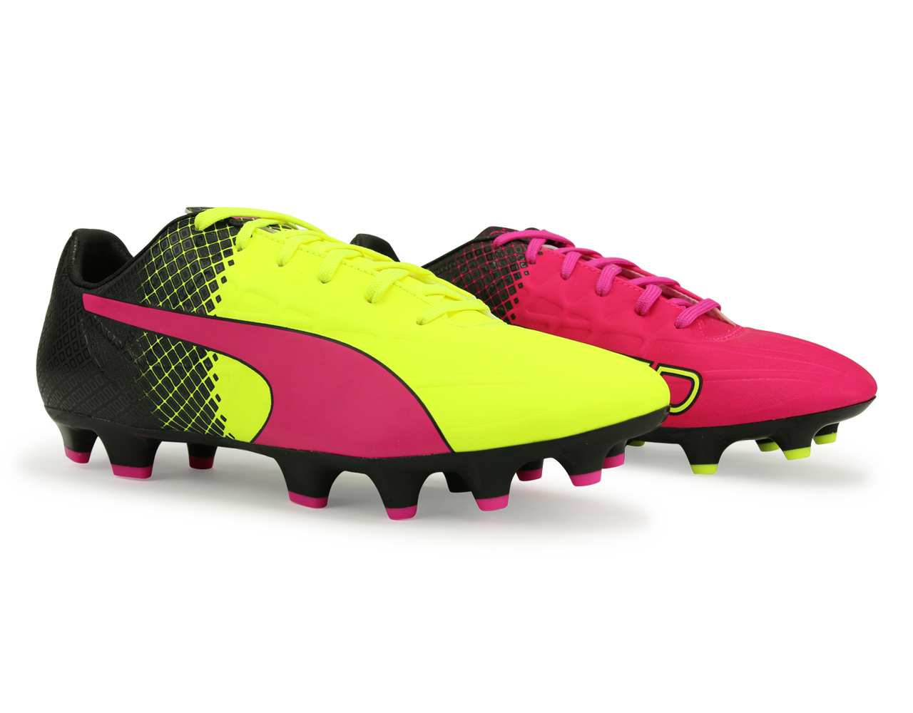PUMA Men's evoSPEED 4.5 Tricks FG Pink Glow/Safety Yellow/Black