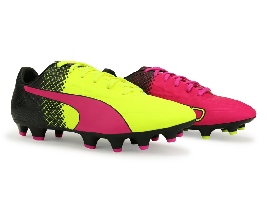 PUMA Men's evoSPEED 4.5 Tricks FG Pink Glow/Safety Yellow/Black