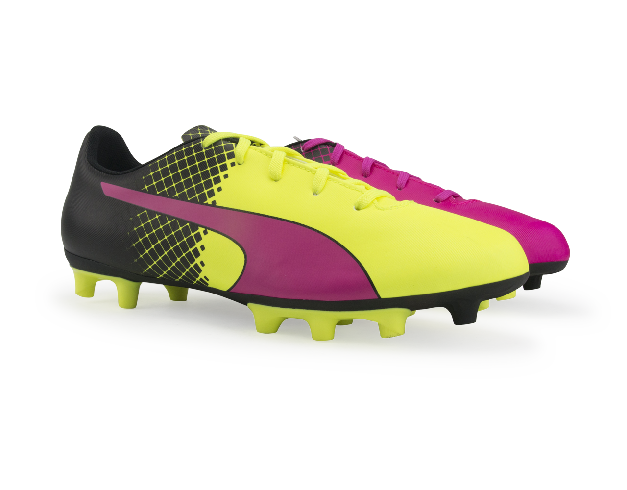 PUMA Kids evoSPEED 5.5 Tricks FG Pink Glow/Safety Yellow/Black
