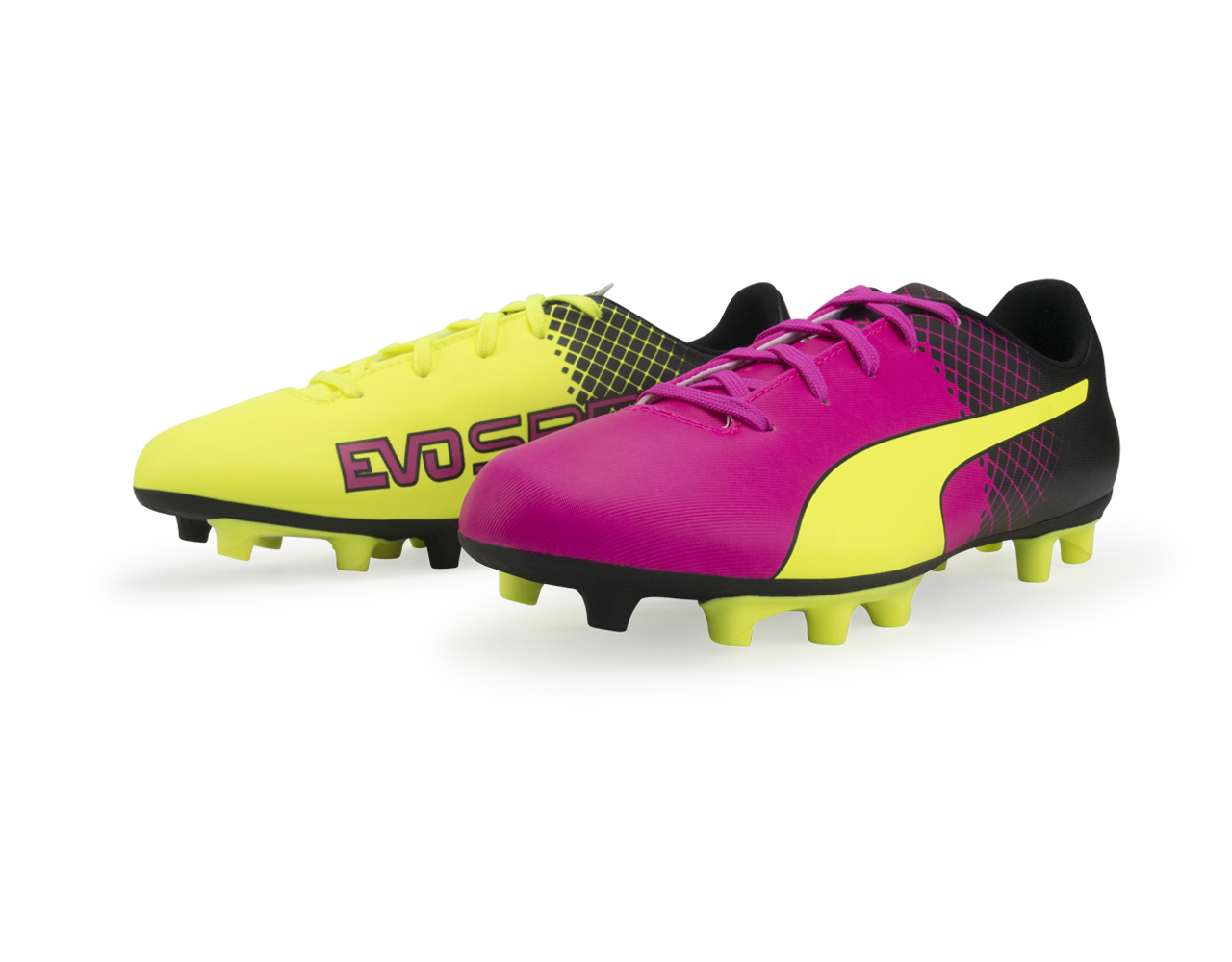 PUMA Kids evoSPEED 5.5 Tricks FG Pink Glow/Safety Yellow/Black