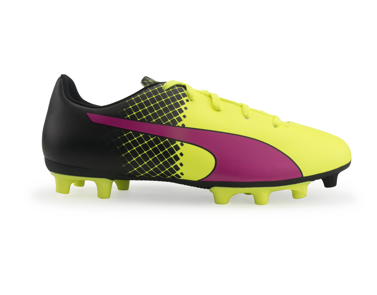 PUMA Kids evoSPEED 5.5 Tricks FG Pink Glow/Safety Yellow/Black