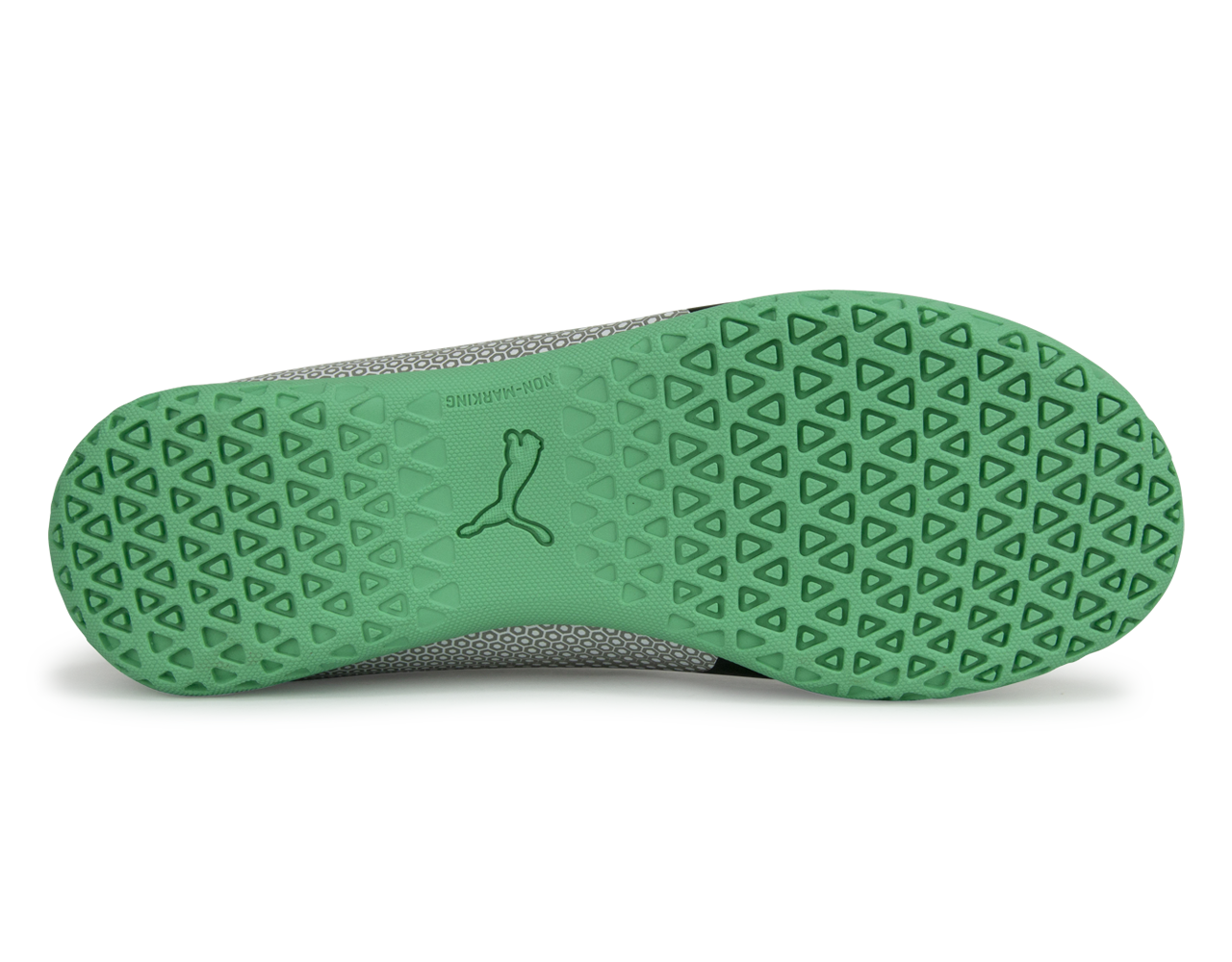 PUMA Kids Spirit Indoor Soccer Shoes White/Black/Silver