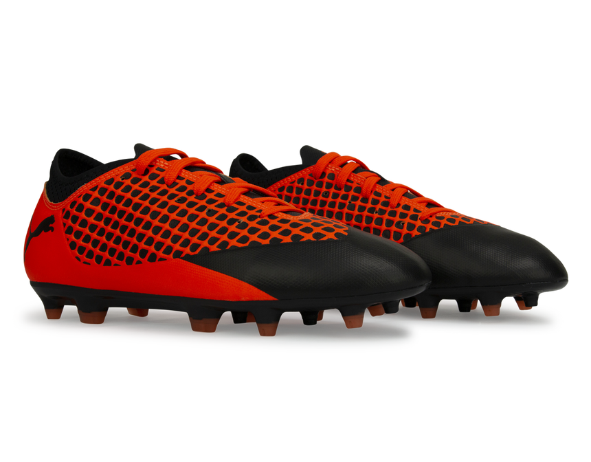 PUMA Kids FUTURE 2.4 NETFIT FG/AG Black/Shocking Orange