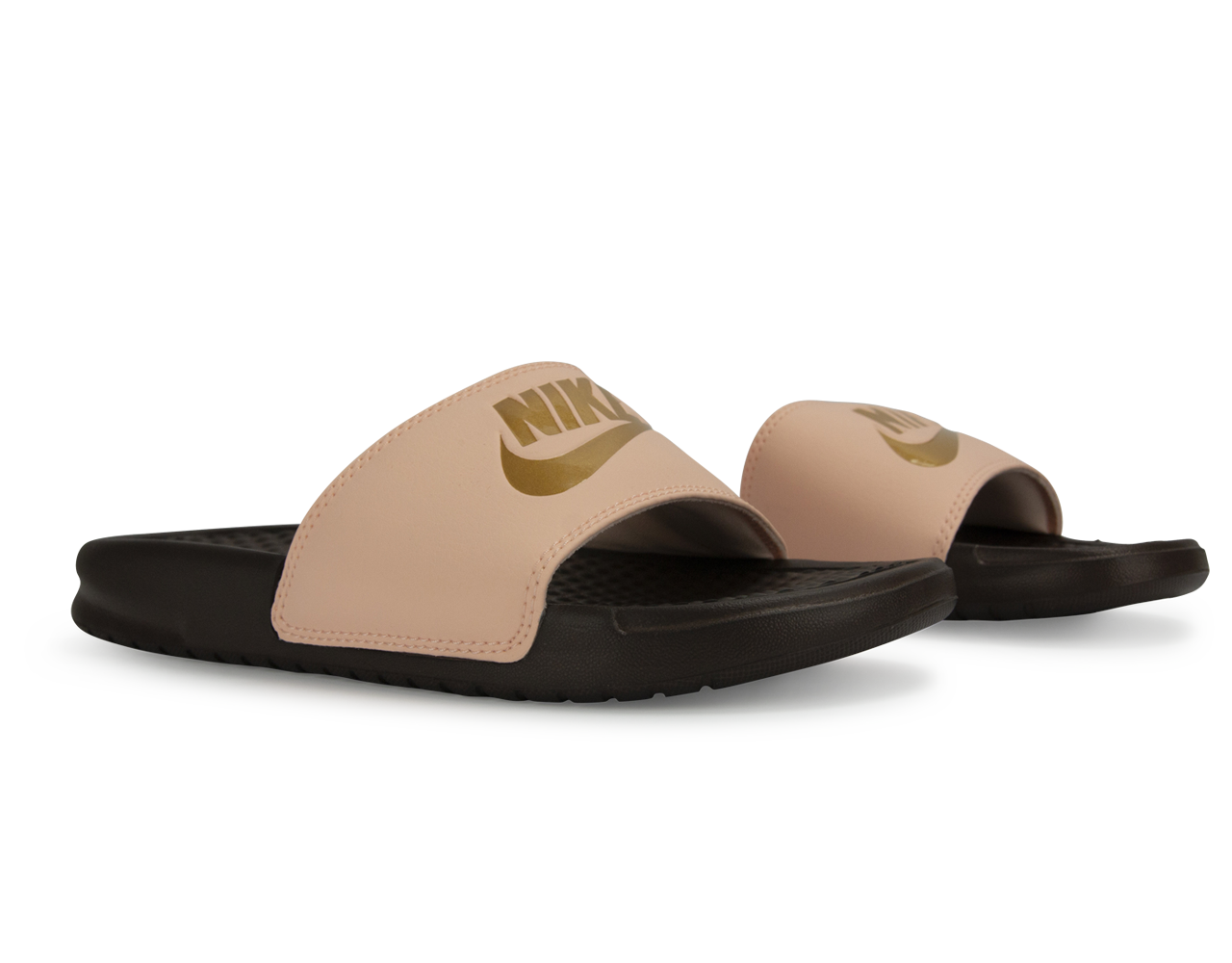 Nike Women's Benassi JDI Sandal Crimson Tint/Metallic Gold