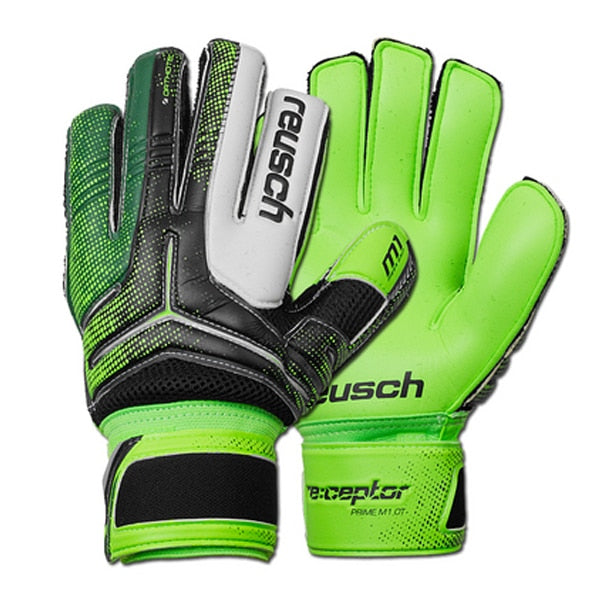 Reusch Mens' Goalkeeper Ceptor Prime M1 Ortho-Tec Gloves Black/Dark Green/Green Gecko