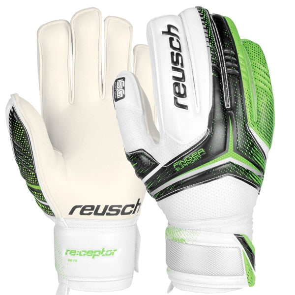 Reusch Kids Goalkeeper Ceptor SG Finger Support Gloves Black/Green/Gecko