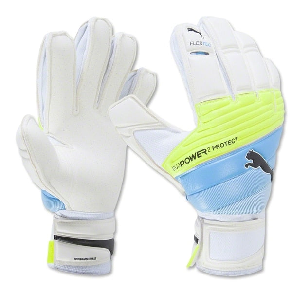 PUMA Men's Goalkeeper evoPOWER Protect 2.3 RC Gloves White/Safety Yellow/Blue