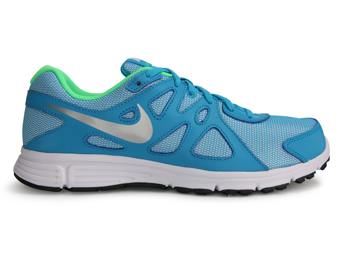 Nike Kids Revolution 2 GS Blue Lagoon Metallic Silver Azteca Soccer