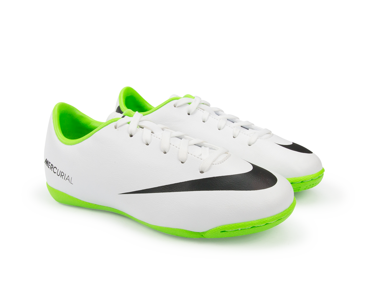 Nike Kids Mercurial Victory IV Indoor Soccer Shoes White/Black/ Electric Green