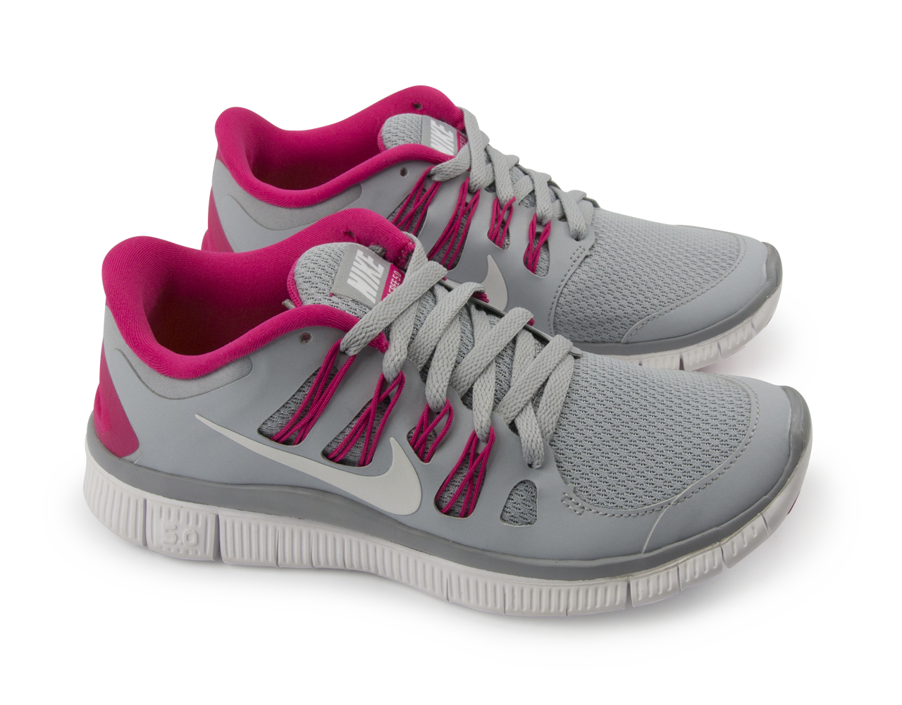 Nike Women's Free 5.0+ Running Shoes Wolf Grey/White/Pink Force