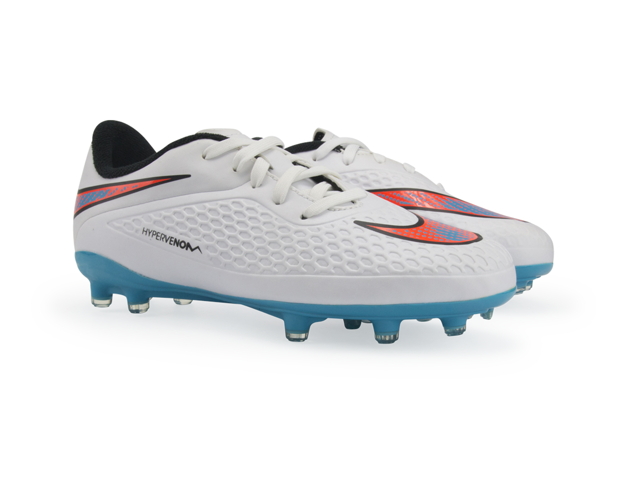 Nike Kids Hypervenom Phelon FG White/Blue Lagoon/Crimson Black